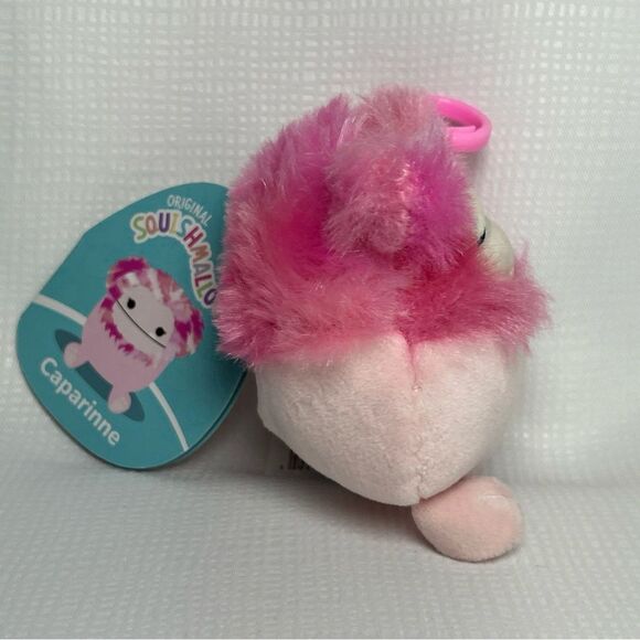 NWT Squishmallows Keychain Clip-On 3.5” Caparinne the Pink Bigfoot Yeti - Picture 3 of 5